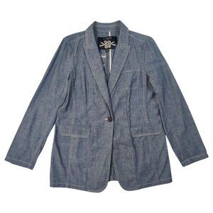 J.Crew Chambray Blazer NWT Womens Size 8 100% Cotton Coastal New England Preppy
